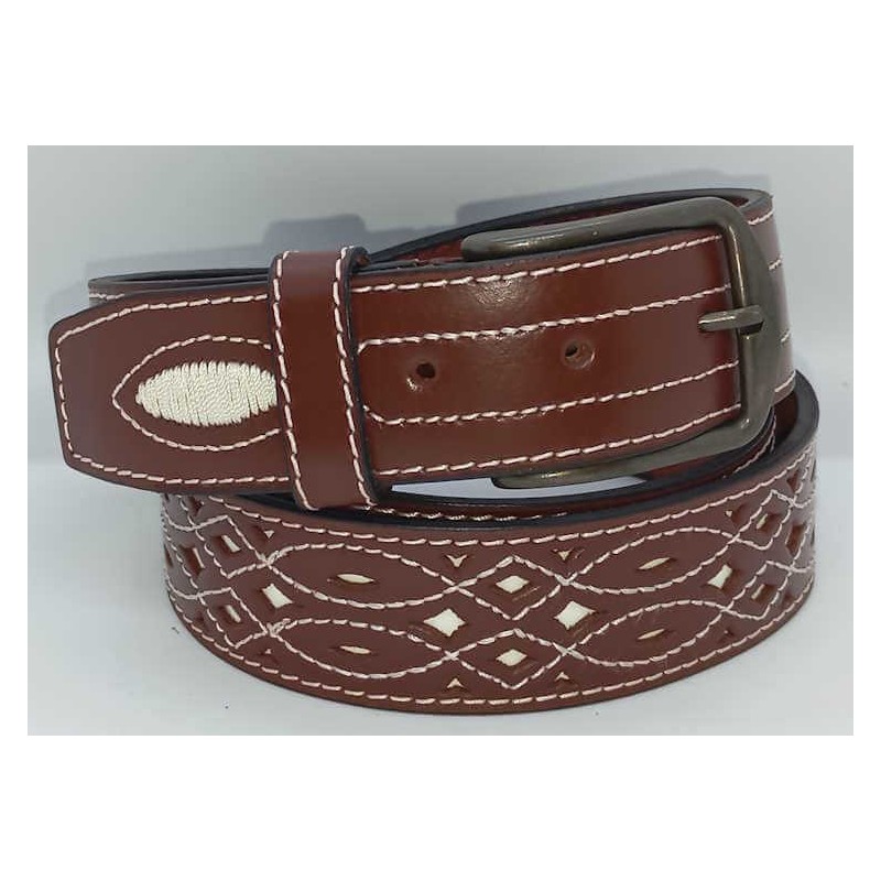 Cinturón caballero picado marrón en jmccinturonesargentinos.es